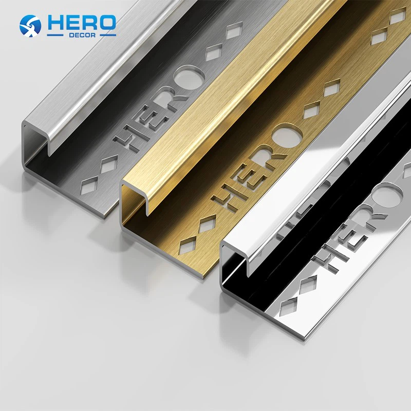 HM-B-026 Quadec Tile Trim - Stainless Steel Edge HM-B-026 Quadec Tile Trim - Stainless Steel Edge